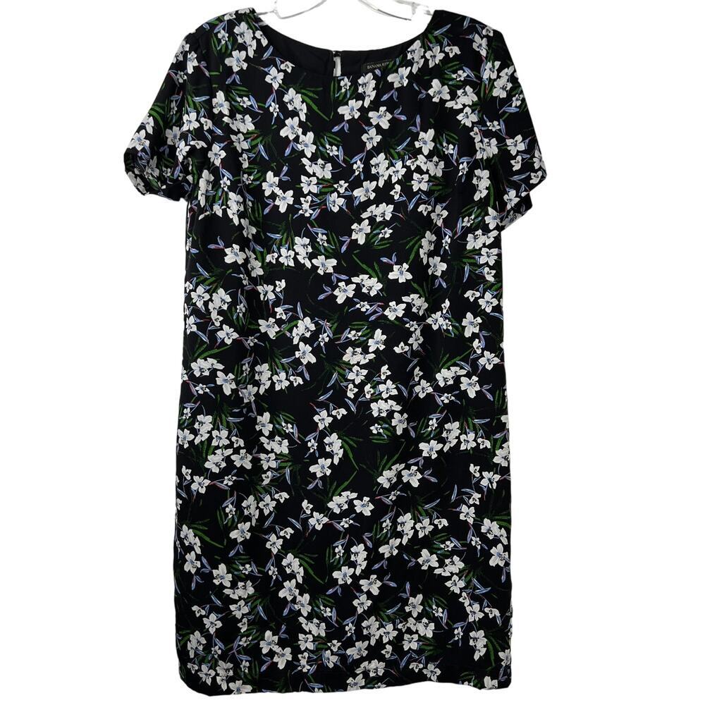 Banana Republic Women's Floral Print Sheath Career Dress Short Sleeves Size 10